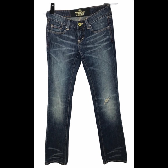 CHRISTIAN AUDIGIER Distressed Bling Jeans 24 - Picture 1 of 9